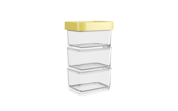 COZA BEWAARDOOS 300ML S/3 DOORZICHTIG GEEL