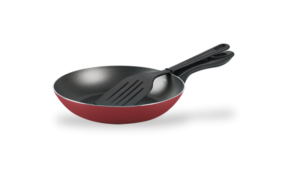 BRINOX KOEKENPAN 28CM M/SPATULA CHILLI CHERRY