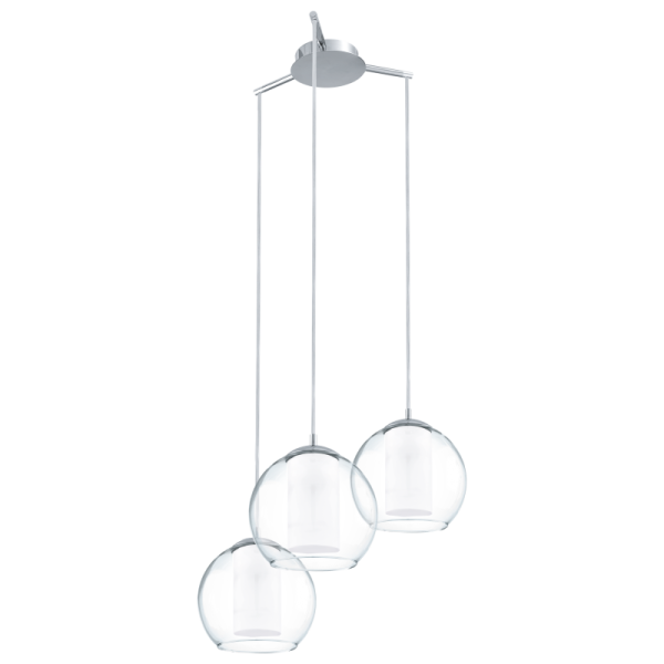 EGLO BOLSANO HANGLAMP HL/3 E27 CHROM/CLEAR/SATIN