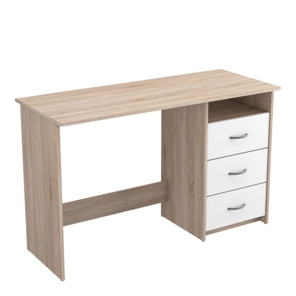 DEMEYERE "ARISTOTE" BURO 3DRW BRUSHED OAK/MATT WHITE