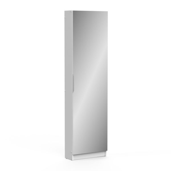 DEMEYERE "ZAPATERO" SCHOENENKAST 1DR/1SPIEGEL PEARL/WHITE