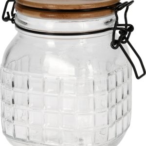 VOORRAADPOT GLAS 1100ML BAMBOO DEKSEL