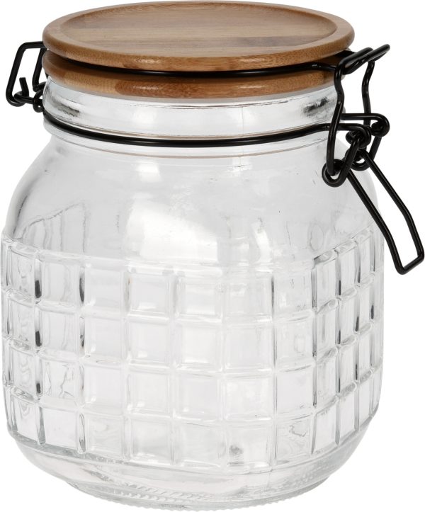 VOORRAADPOT GLAS 1100ML BAMBOO DEKSEL