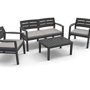JAVA TUINSET 4 DLG + 4 KUSSENS ANTRACIET