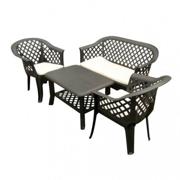 TUINSET S/4 VERANDA M/KUSSEN GRIJS