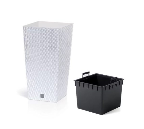 PROSPERPLAST BLOEMPOT37/64L WIT LAAG RATO