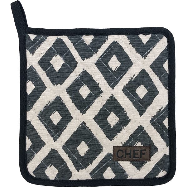 PANNENLAP CHEF/LOSANGE 20X20CM KATOEN ZWART