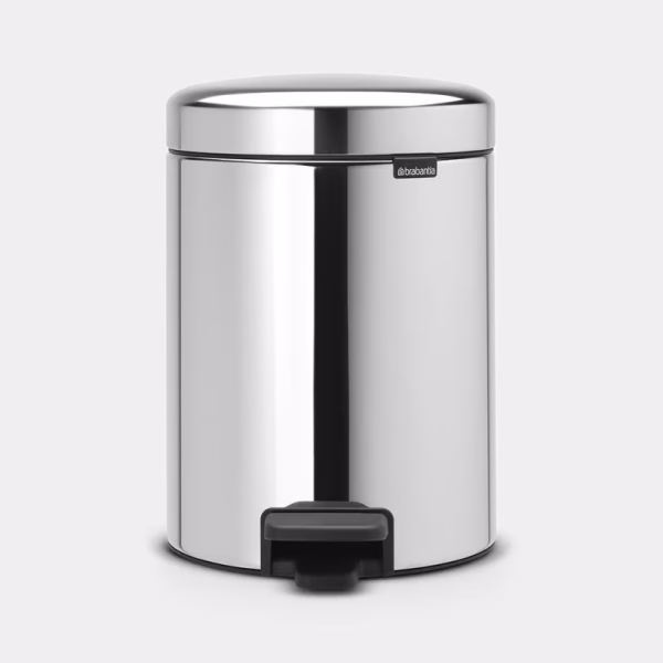 BRABANTIA PEDAL BIN 5L. BRILLIANT STEEL NEWICON