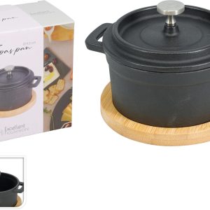 KM TAPAS PAN M/DEKSEL EN ONDERZETTER GIETIJZER